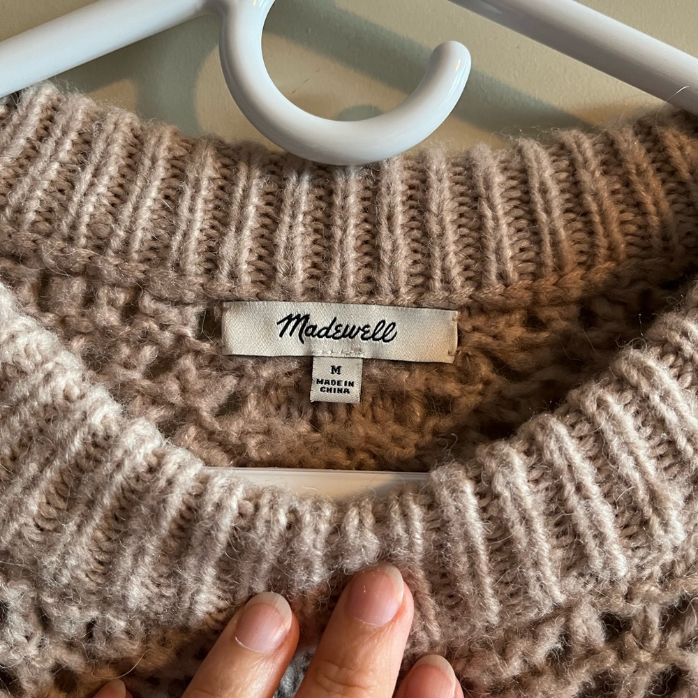 Madewell Chunky Open-Stitch Crewneck Sweater — Taupe Pink - Picture 2 of 5